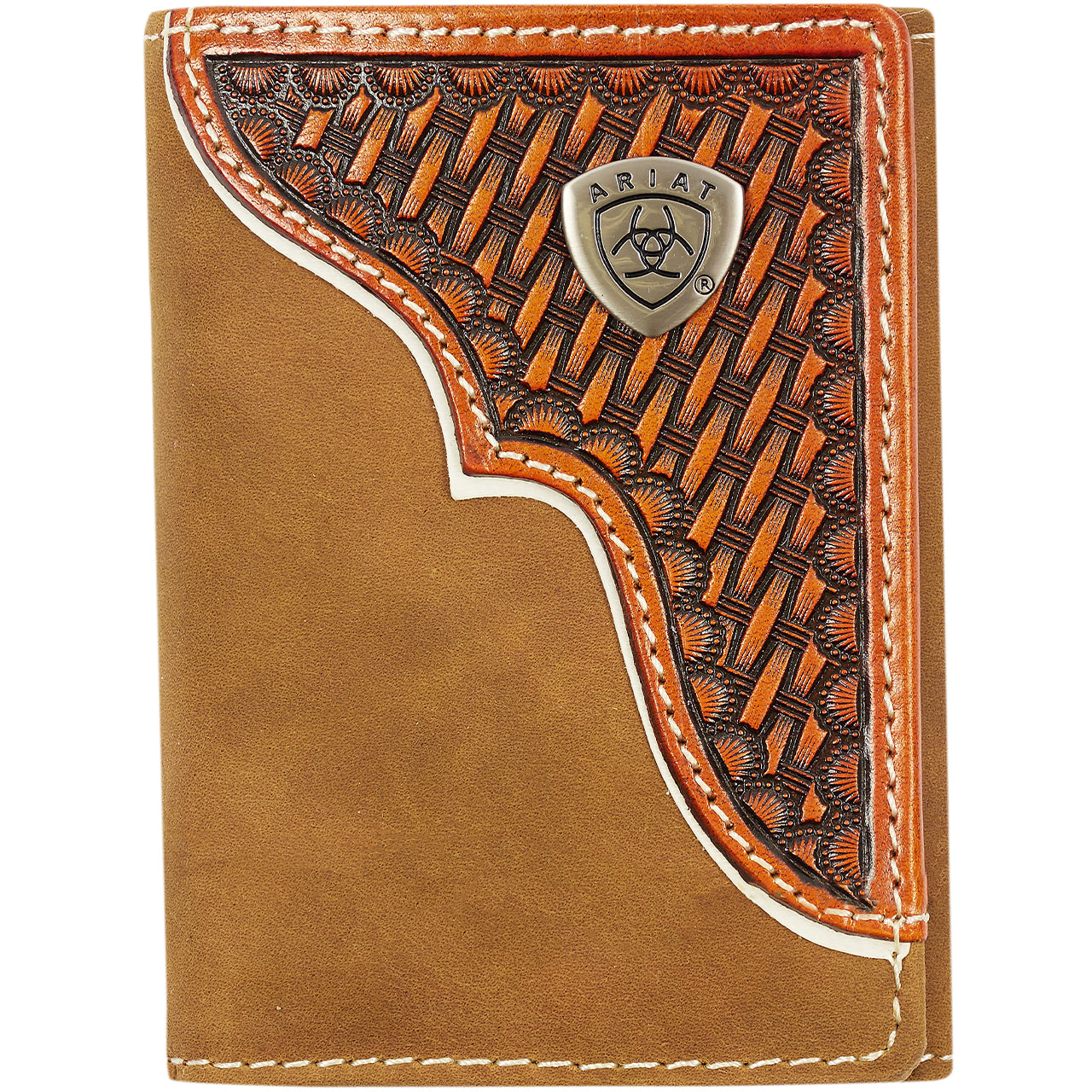 ARIAT TRI-FOLD WALLET - BASKET WEAVE OVERLAY