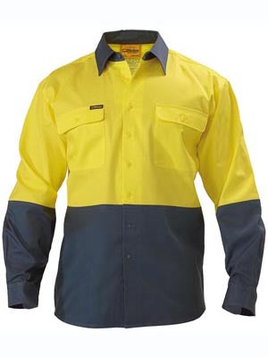 BISLEY HI VIS LS OPEN FRONT DRILL WORK SHIRT