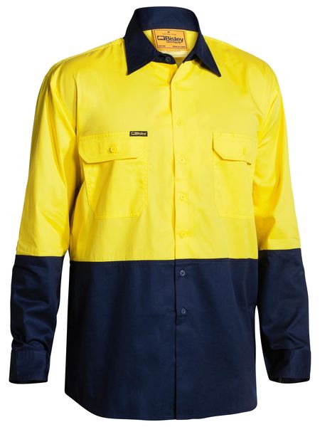 BISLEY HI VIS LS OPEN FRONT WORK SHIRT