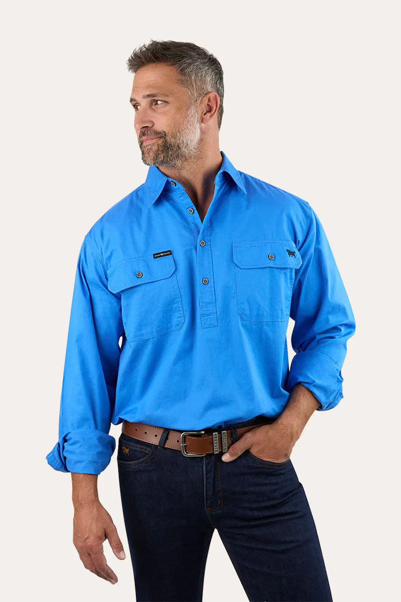 KING RIVER HALF BUTTON LS SHIRT