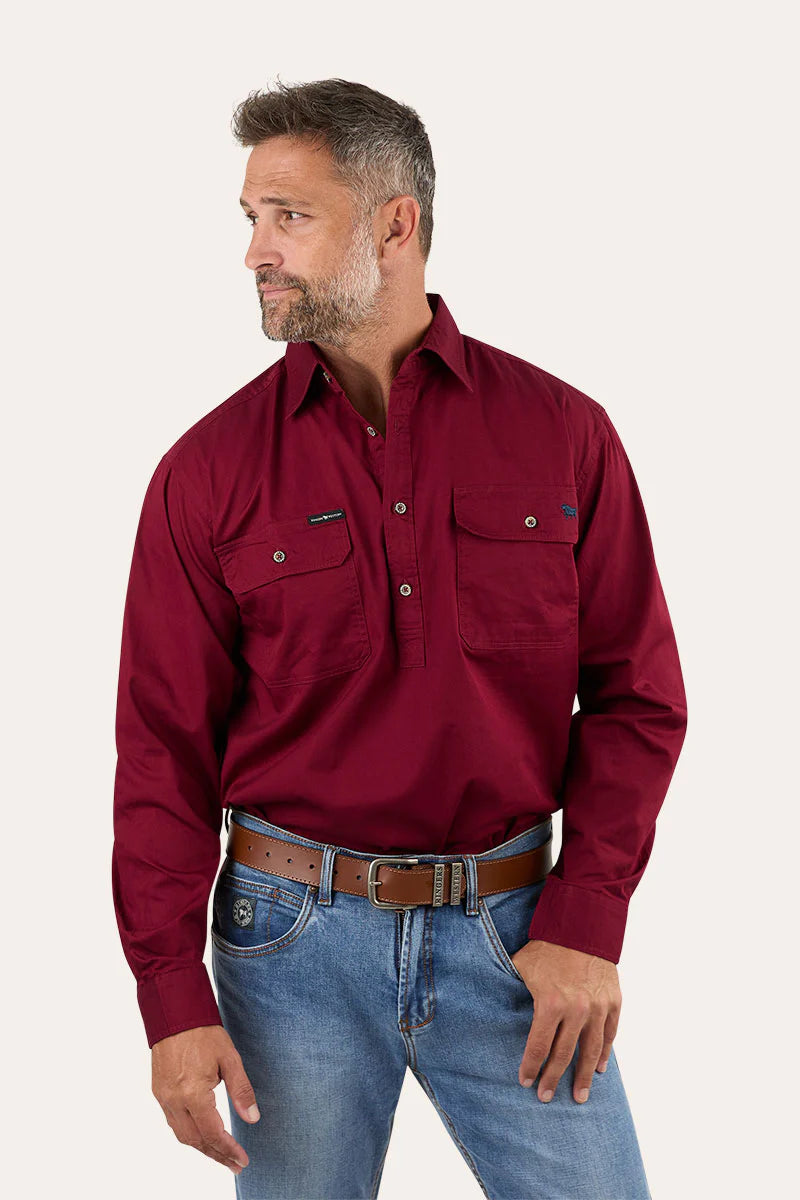 KING RIVER HALF BUTTON LS SHIRT