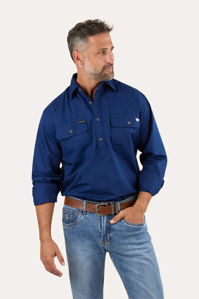 KING RIVER HALF BUTTON LS SHIRT