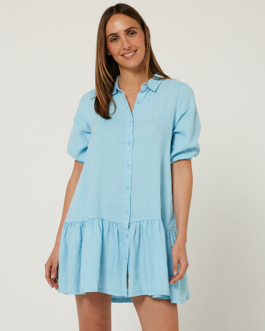 MONICA LINEN 3/4 SLEEVE DRESS