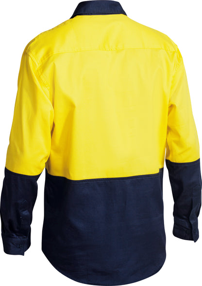 BISLEY HI VIS LS CLOSED FRONT DRILL WORK SHIRT
