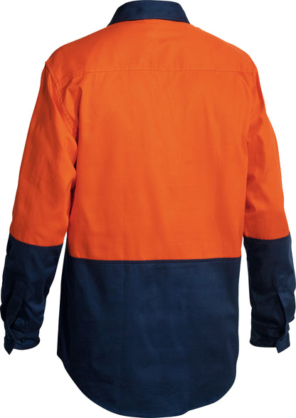 BISLEY HI VIS LS CLOSED FRONT DRILL WORK SHIRT
