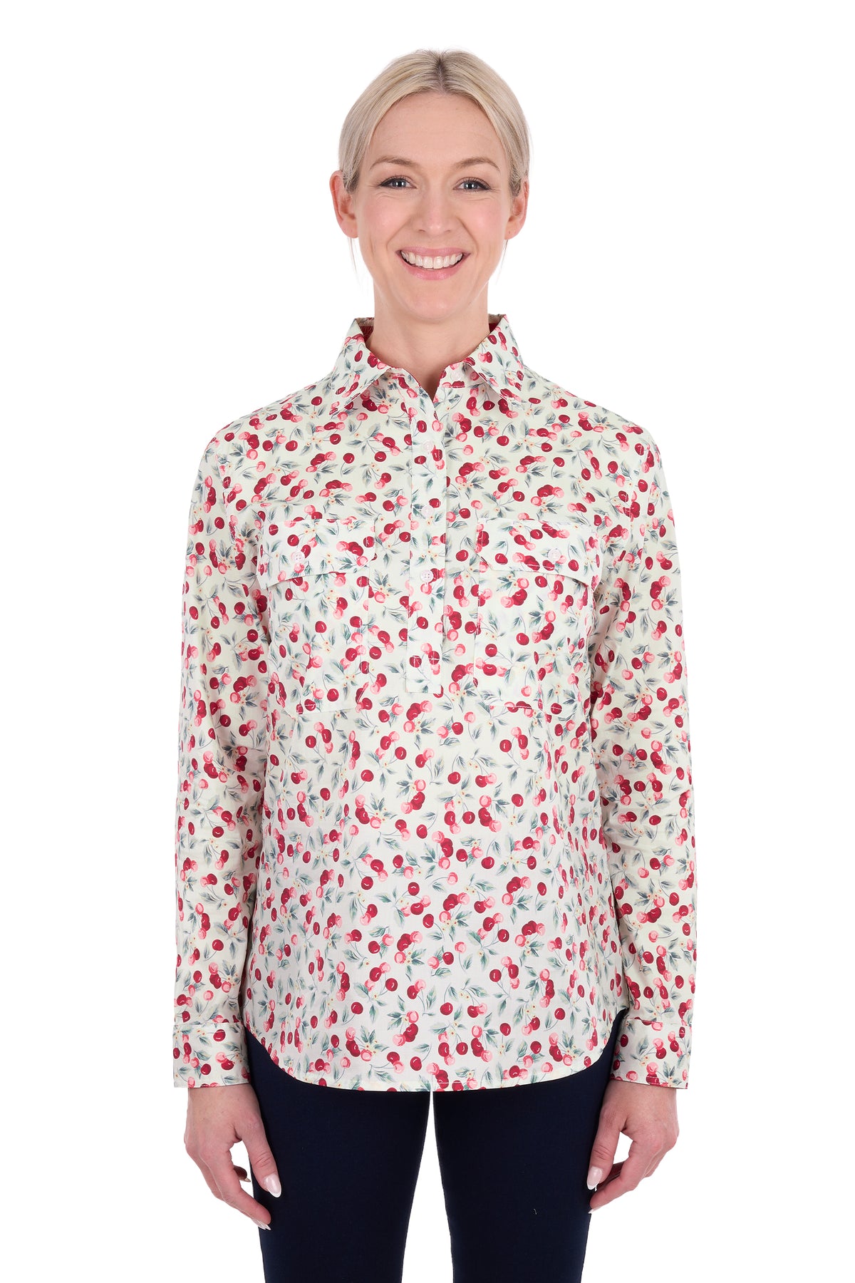 CLAIR 1/2 PLACKET LS SHIRT