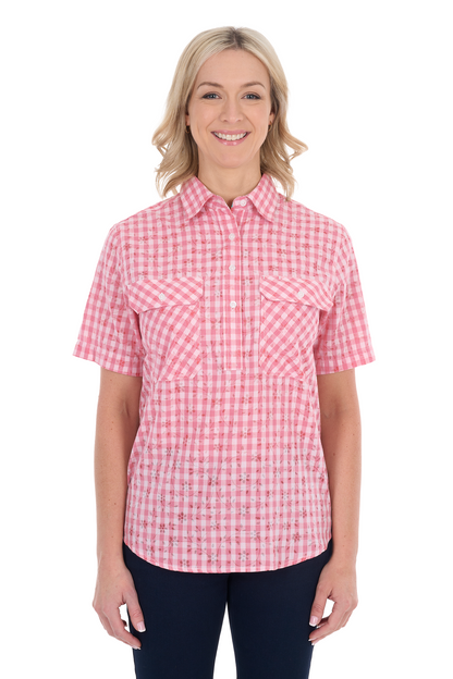 RAQUEL 1/2 PLACKET SS SHIRT