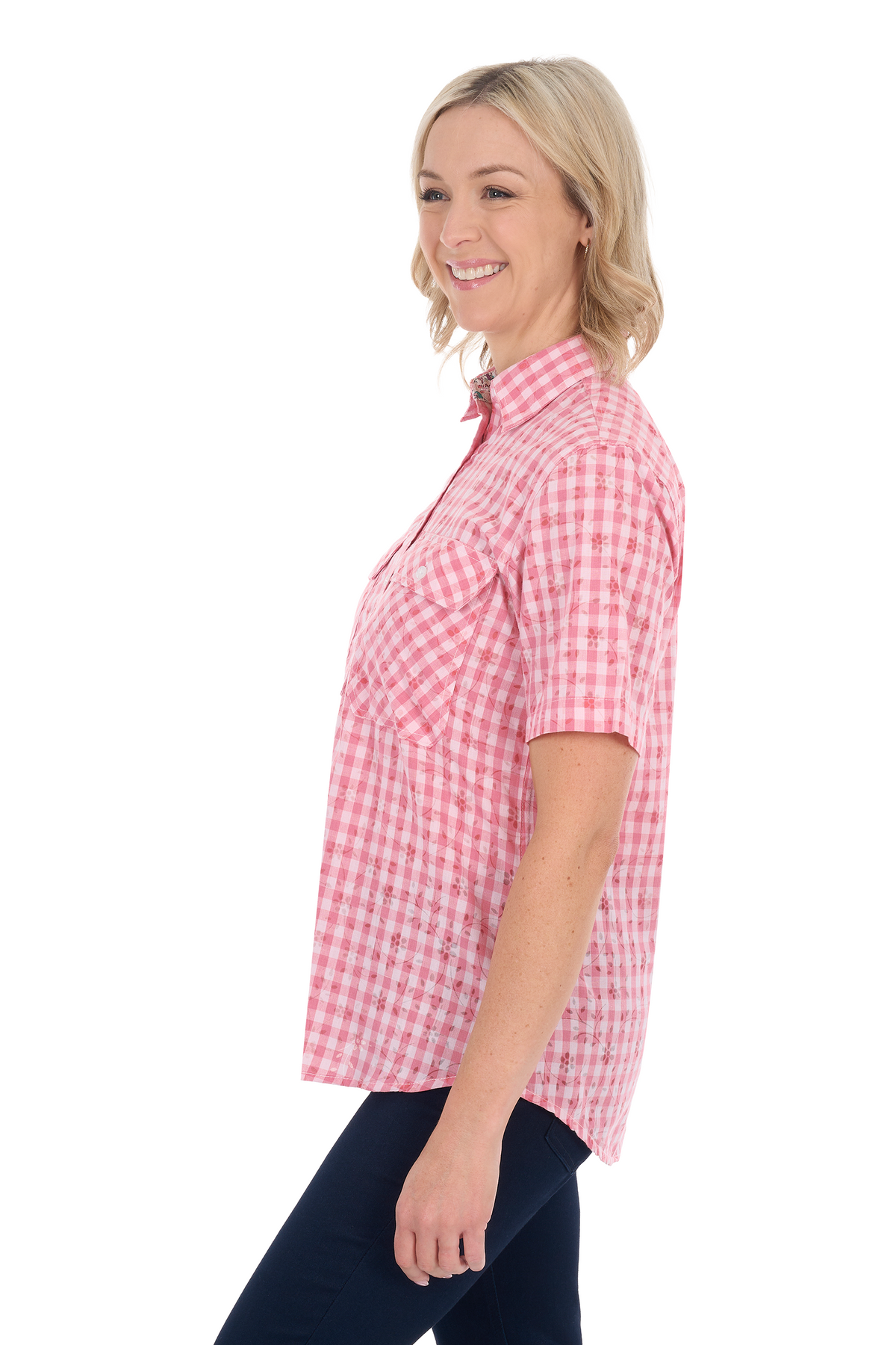 RAQUEL 1/2 PLACKET SS SHIRT
