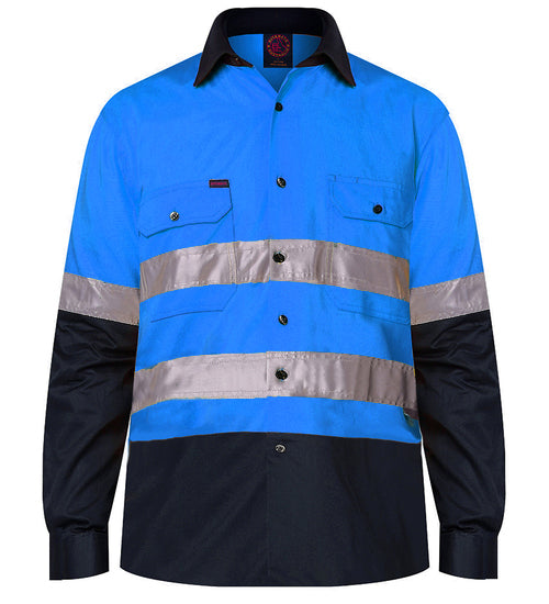 RITEMATE BLUE/NAVY HI-VIS WORK SHIRT