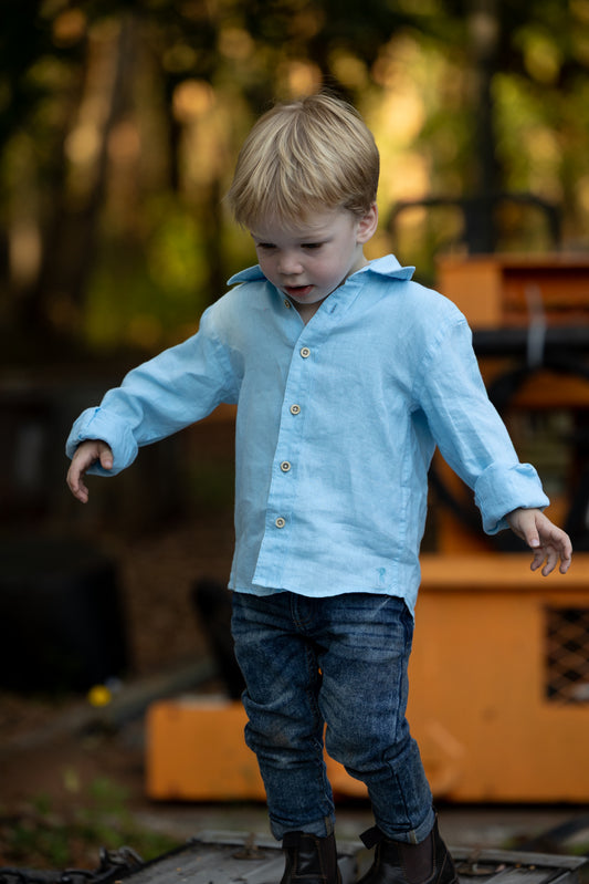 CHILDRENS LINEN LS SHIRT