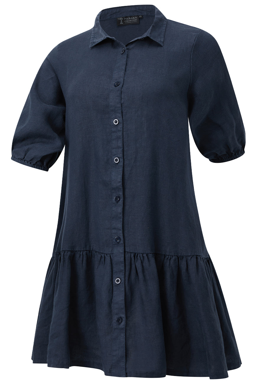MONICA LINEN 3/4 SLEEVE DRESS