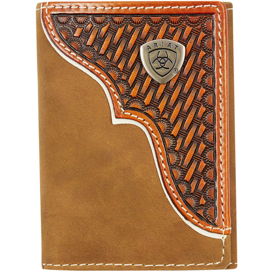ARIAT TRI-FOLD WALLET - BASKET WEAVE OVERLAY
