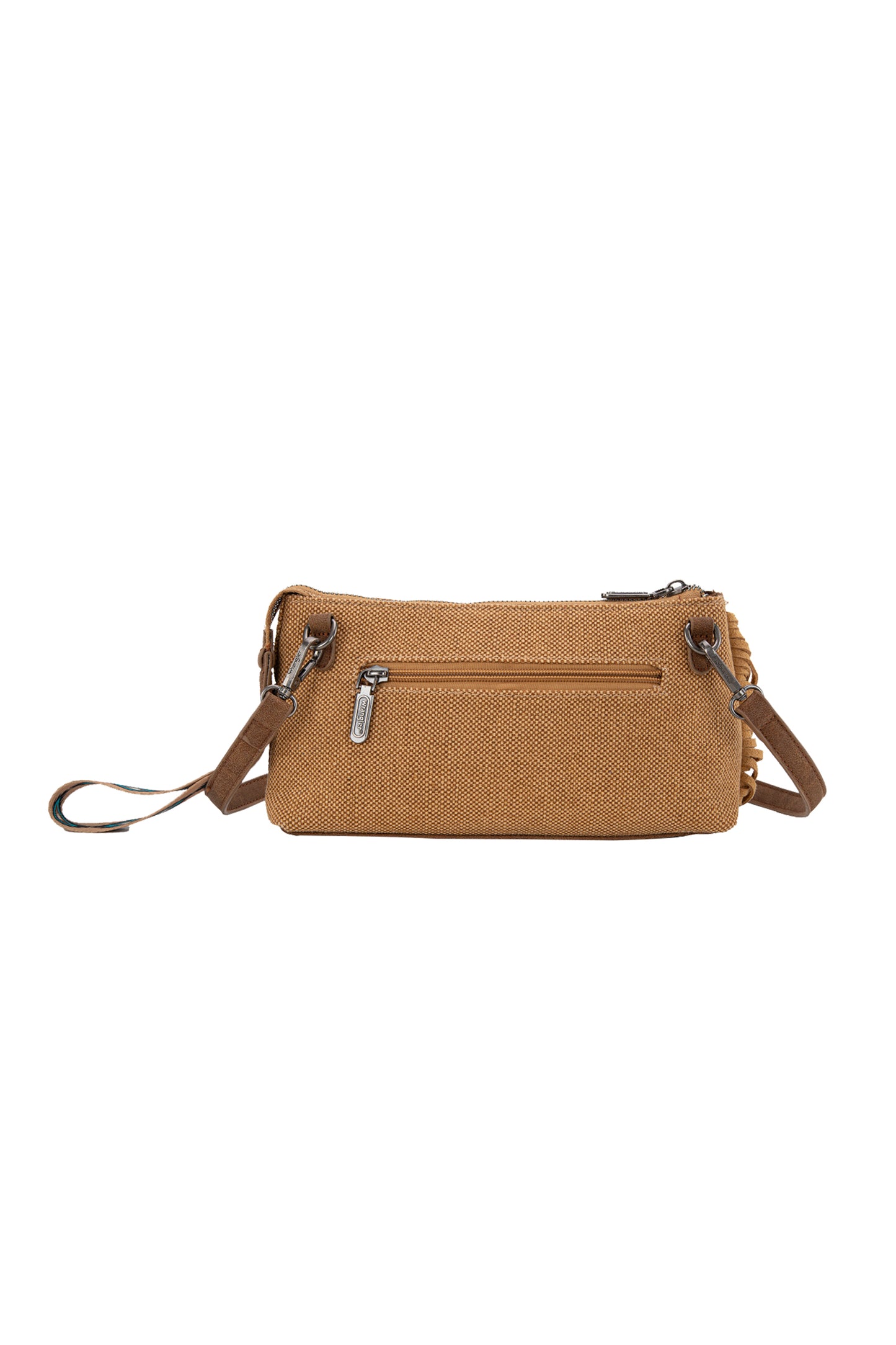 EMBROIDERED AZTEC FRINGE WRIST BAG
