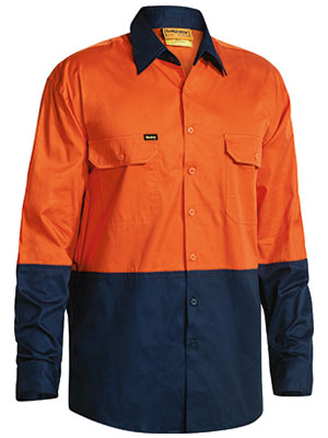 BISLEY HI VIS LS OPEN FRONT WORK SHIRT