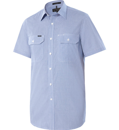 MENS CHECK DUAL POCKET S/S SHIRT
