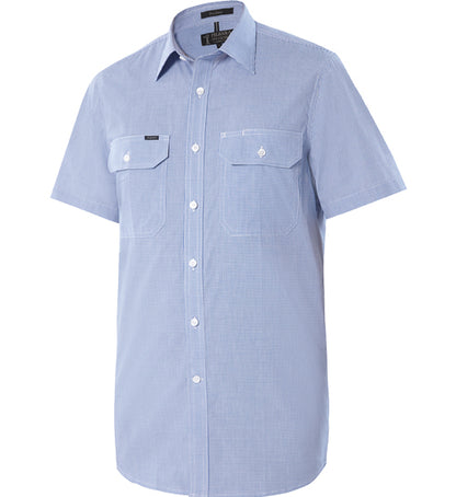 MENS CHECK DUAL POCKET S/S SHIRT