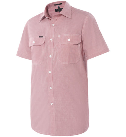 MENS CHECK DUAL POCKET S/S SHIRT