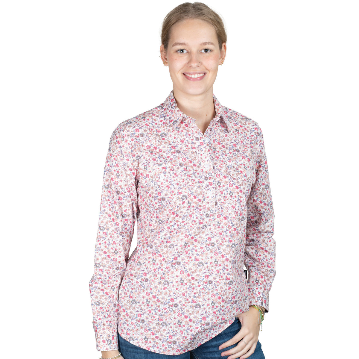 GEORGIE HALF BUTTON PRINT WORKSHIRT